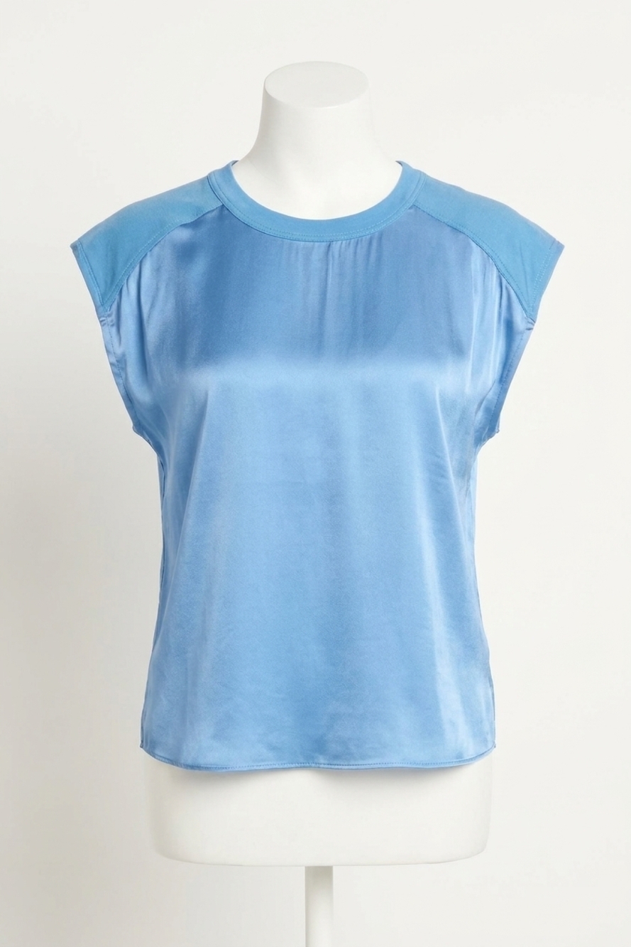 NEW NATION LTD enya satin top in harbor blue